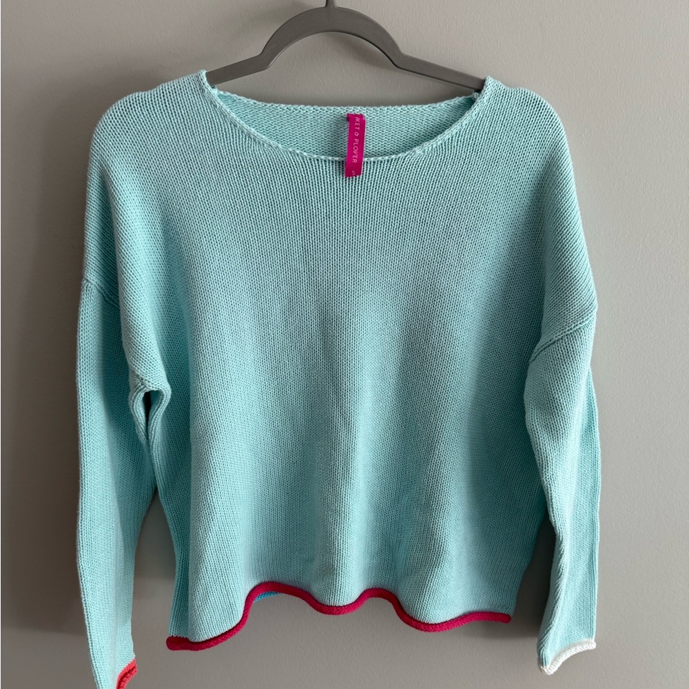 Zaket & plover aqua Sweater‎ with Pink Accents